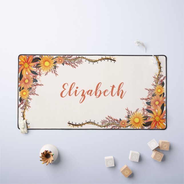 Wildblume Boho Yellow Orange Personal Schreibtischunterlage (Kindertisch)