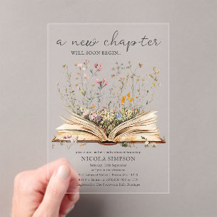 Wildblume Book Theme Baby Shower Acryleinladungen