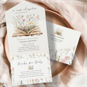 Wildblume Book Theme Baby Shower Einladung