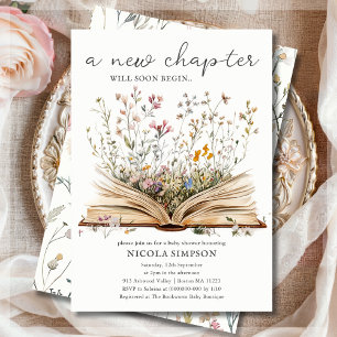 Wildblume Book Theme Baby Shower Einladung