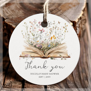 Wildblume Book Theme Baby Shower Geschenkanhänger