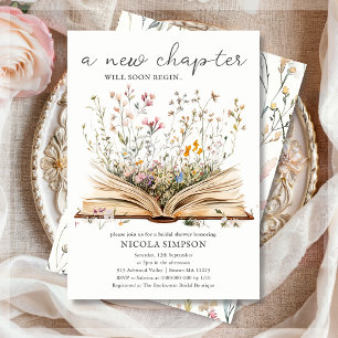 Wildblume Book Theme Bridal Shower Einladung