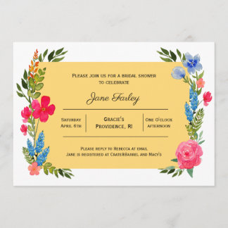 Wildblume Border mit gelber Einladung