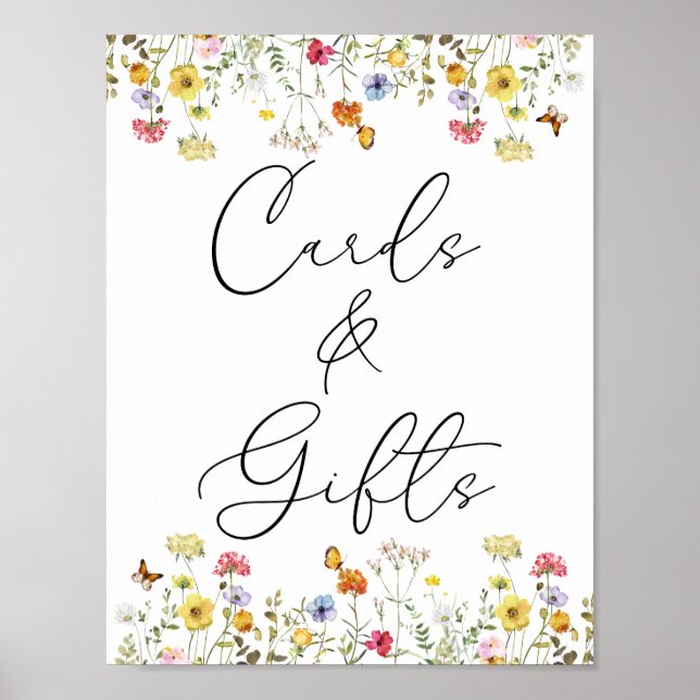 Wildblume Botanische Boho Karten & Geschenke Hochz Poster (Vorne)