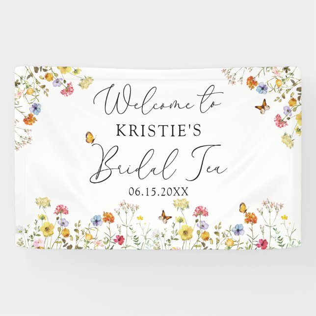 Wildblume Botanische Bridal Teedusche Empfang Banner (Horizontal)