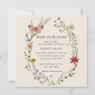 Wildblume Botanische Kinderdusche im Blut Einladung