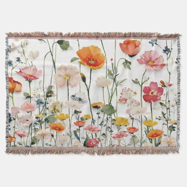 Wildblume Botanische Wasserfarbe Decke (Vorderseite)