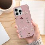 Wildblume Botanischer Blumenkohl Personalisiert Case-Mate iPhone Hülle<br><div class="desc">Wildblume Botanischer Blumenbezug Personalisiert Name iPhone Fall</div>