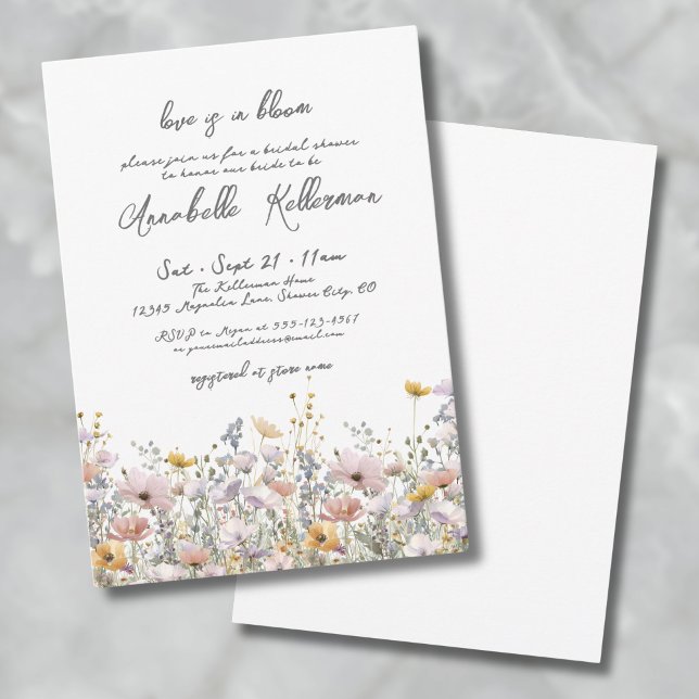 Wildblume Botanisches Boho-Brautparty Einladung (Wildflower Botanical Floral Boho Bridal Shower Invitation)