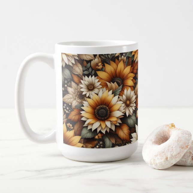Wildblume Botanisches Design 🌷 Kaffee Tasse 15oz (Mit Donut)