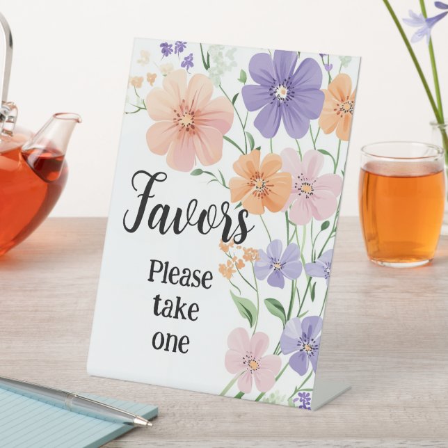 Wildblume Bouquet Blumenfavoriten Nehmen Sie bitte Sockelschild (In Situ)