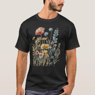 Wildblume Bouquet Botanischer Blumenstrauß Vintag T-Shirt