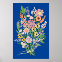 Wildblume Bouquet Farben Gouache Malerei Art