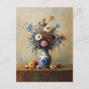 Wildblume Bouquet im Vase Stillleben Postkarte