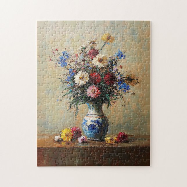 Wildblume Bouquet im Vase Stillleben Puzzle (Vertikal)