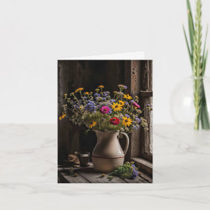 Wildblume Bouquet in alter Jug-Note-Karte Karte