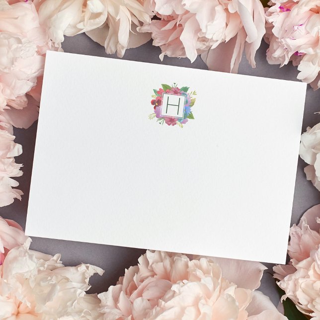 Wildblume Bouquet Mit Monogramm Stationery Card Mitteilungskarte (Von Creator hochgeladen)