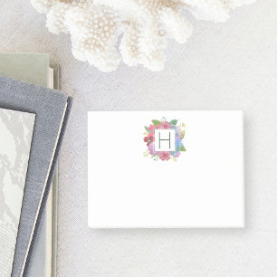 Wildblume Bouquet Monogram Post-it Klebezettel
