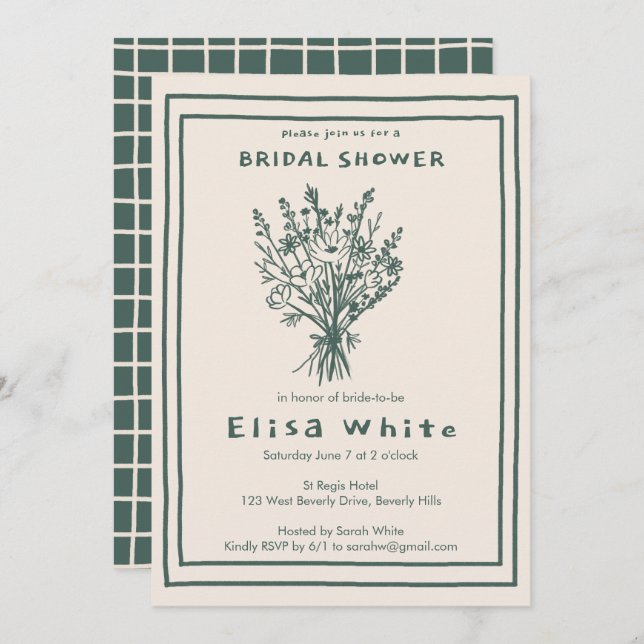 Wildblume Bouquet Rustic Whimsical Brautparty Einladung (Vorne/Hinten)