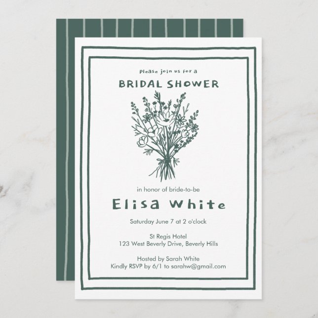 Wildblume Bouquet Rustic Whimsical Brautparty Einladung (Vorne/Hinten)