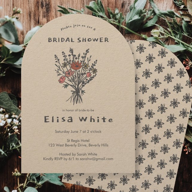 Wildblume Bouquet Rustikale Arch Whimsical Dusche Einladung (Wildflower Bouquet Rustic Arch Whimsical Shower Invitation
)