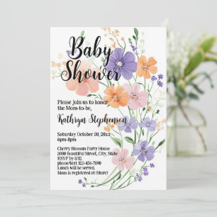 Wildblume Bouquet Spring Floral Girl Babydusche Einladung