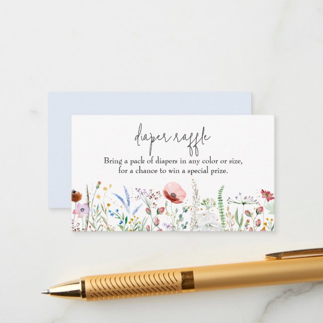 Wildblume Boy Baby Duschdusche Windeln Raffel Begleitkarte (Vorderseite/Rückseite Beispiel)