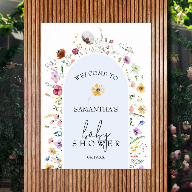 Wildblume Boy Baby Dusche Willkommen Poster (Wildflower blue boy baby shower welcome poster - INSTANT DOWNLOAD and/or PRINTED)