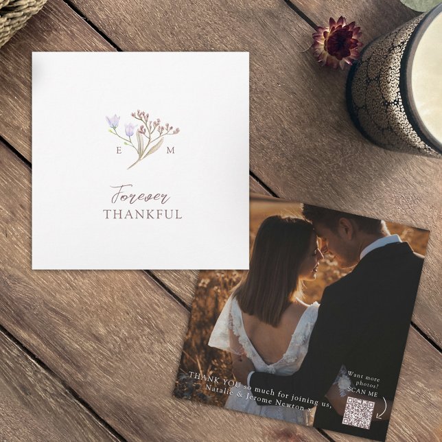 Wildblume braune Hochzeit im Herbst Foto QR-Code L Dankeskarte (Von Creator hochgeladen)