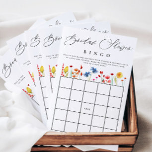 Wildblume Brautparty Bingo Paper Bingo Card Flyer