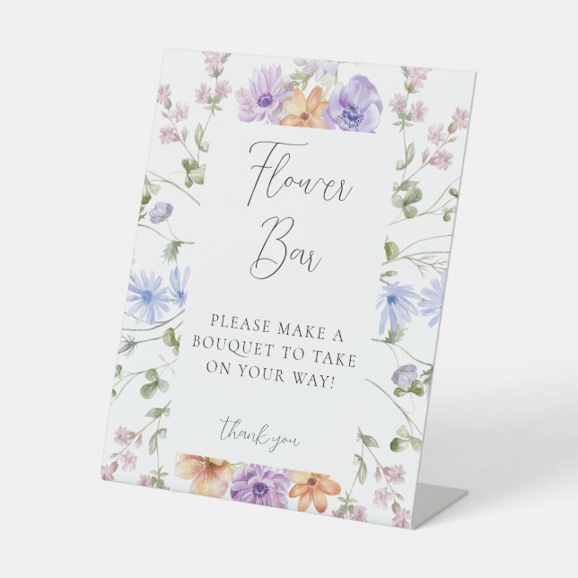 Wildblume Brautparty Blume Bar Signierung Sockelschild (Vorderseite)