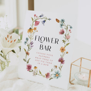 Wildblume Brautparty Blume Bar Tabletop Unterschre Sockelschild