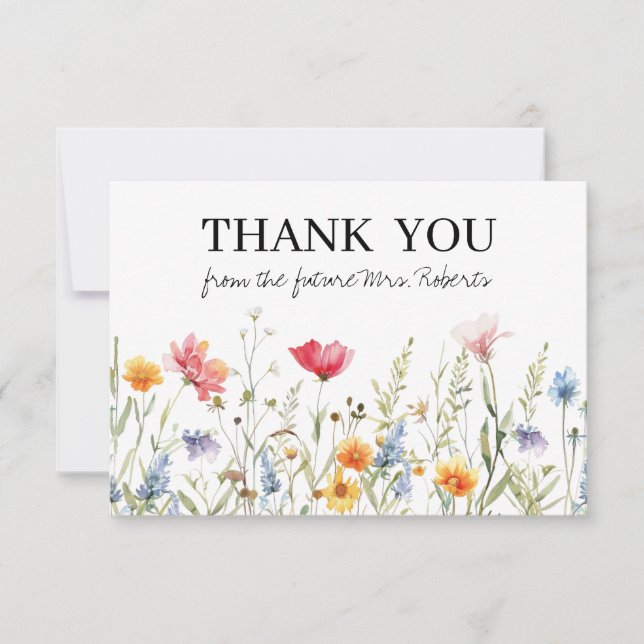 Wildblume Brautparty Danke Karte (Vorderseite)