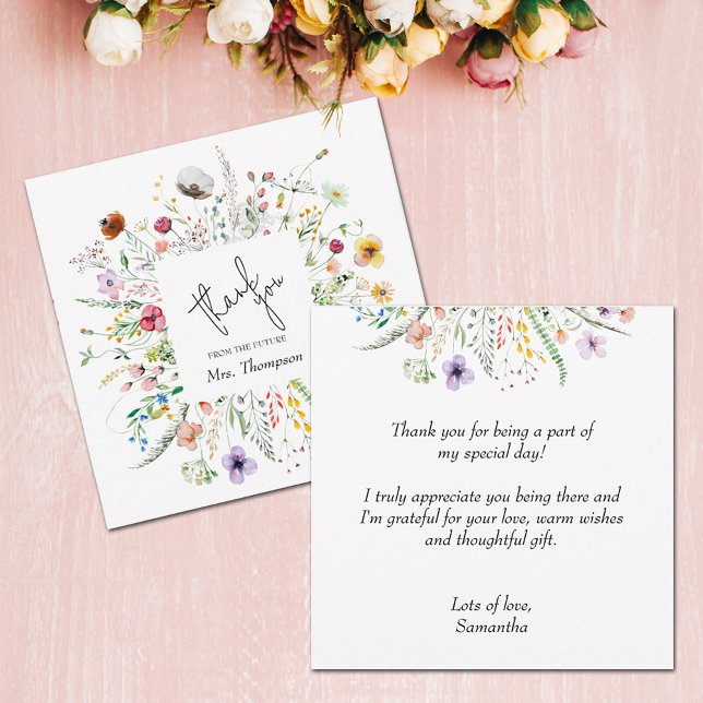 Wildblume Brautparty Flat Vielen Dank Mitteilungskarte (Wildflower Bridal Shower Flat Thank You Note Card 5.25" x 5.25")