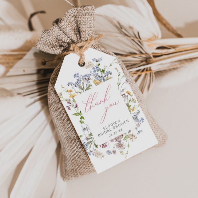 Wildblume Brautparty Gefallen Tag Danke Pink Geschenkanhänger (Von Creator hochgeladen)