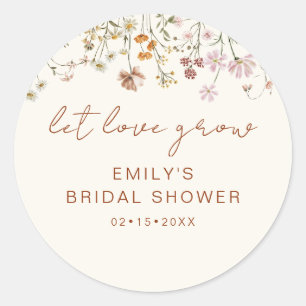 Wildblume Brautparty Gelassen Liebe wachsen Runder Aufkleber