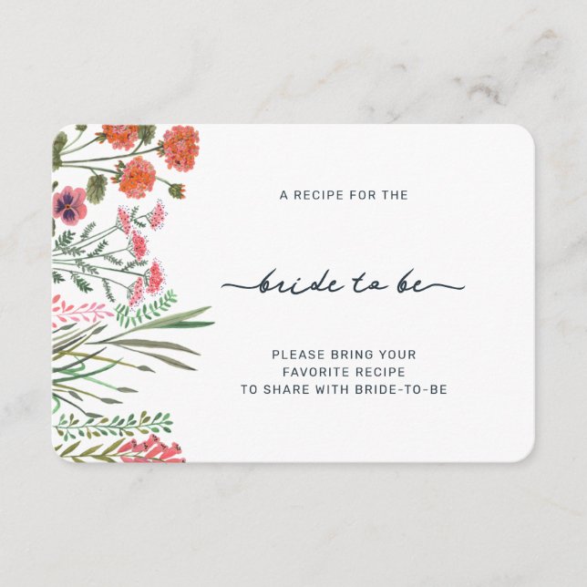 Wildblume Brautparty gemeinsam als Rezept Begleitkarte (Vorderseite)