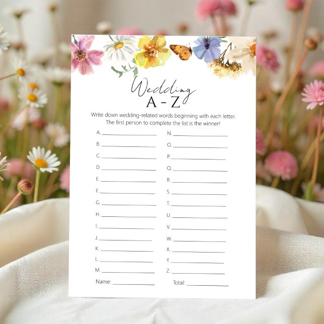 Wildblume Brautparty Hochzeit A-Z Game Card Einladung (Von Creator hochgeladen)