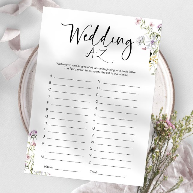 Wildblume Brautparty Hochzeit A-Z Game Einladung (Von Creator hochgeladen)