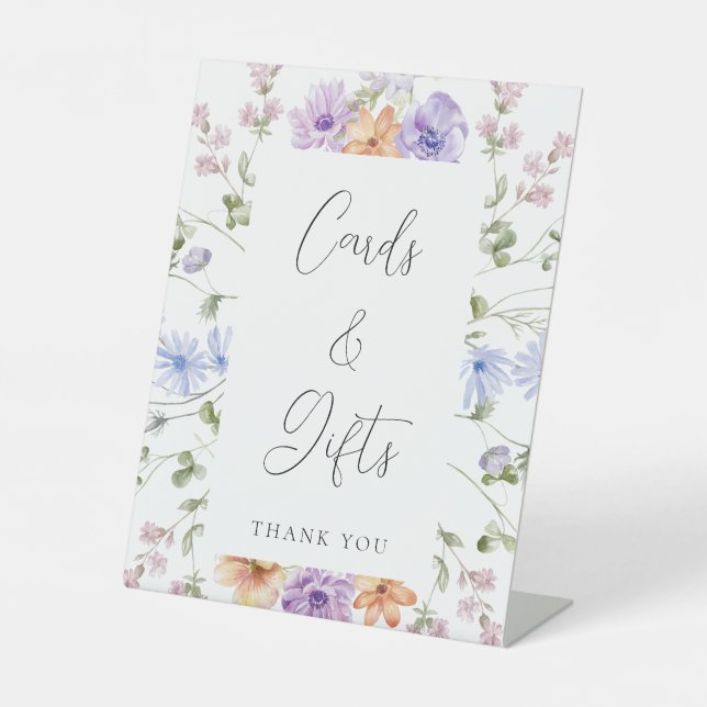 Wildblume Brautparty Karten und Geschenke Untersch Sockelschild (Vorderseite)