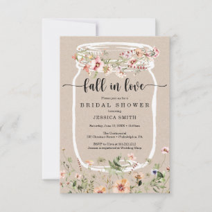 Wildblume Brautparty Mason Jar Pink Einladung