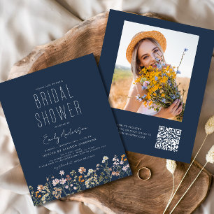 Wildblume Brautparty QR Code Foto Einladung