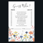 Wildblume Brautparty Raten Sie, wer spielt Flyer<br><div class="desc">Wer kennt die Bride besten Bridal "Ratet Wer? "Duschspiel. Wildblume Brautparty Design.</div>