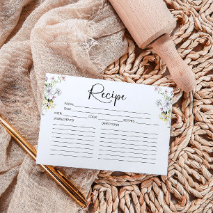 Wildblume Brautparty Rezept-Karte Einladung