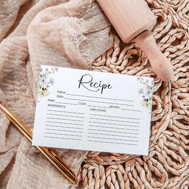 Wildblume Brautparty Rezept-Karte Einladung (Von Creator hochgeladen)