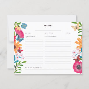 Wildblume Brautparty Rezeptkarte Einladung