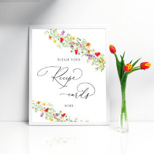 Wildblume Brautparty Rezeptkarte hier Verlassen Poster