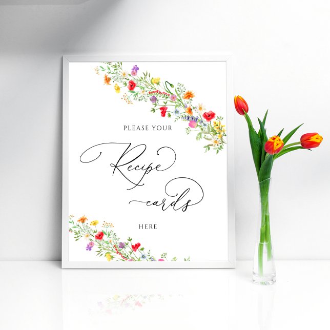 Wildblume Brautparty Rezeptkarte hier Verlassen Poster (Von Creator hochgeladen)