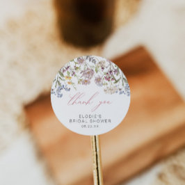 Wildblume Brautparty Rundaufkleber Blumenrosa Runder Aufkleber