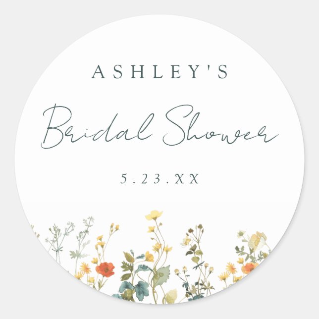 Wildblume Brautparty Runder Aufkleber (Vorderseite)